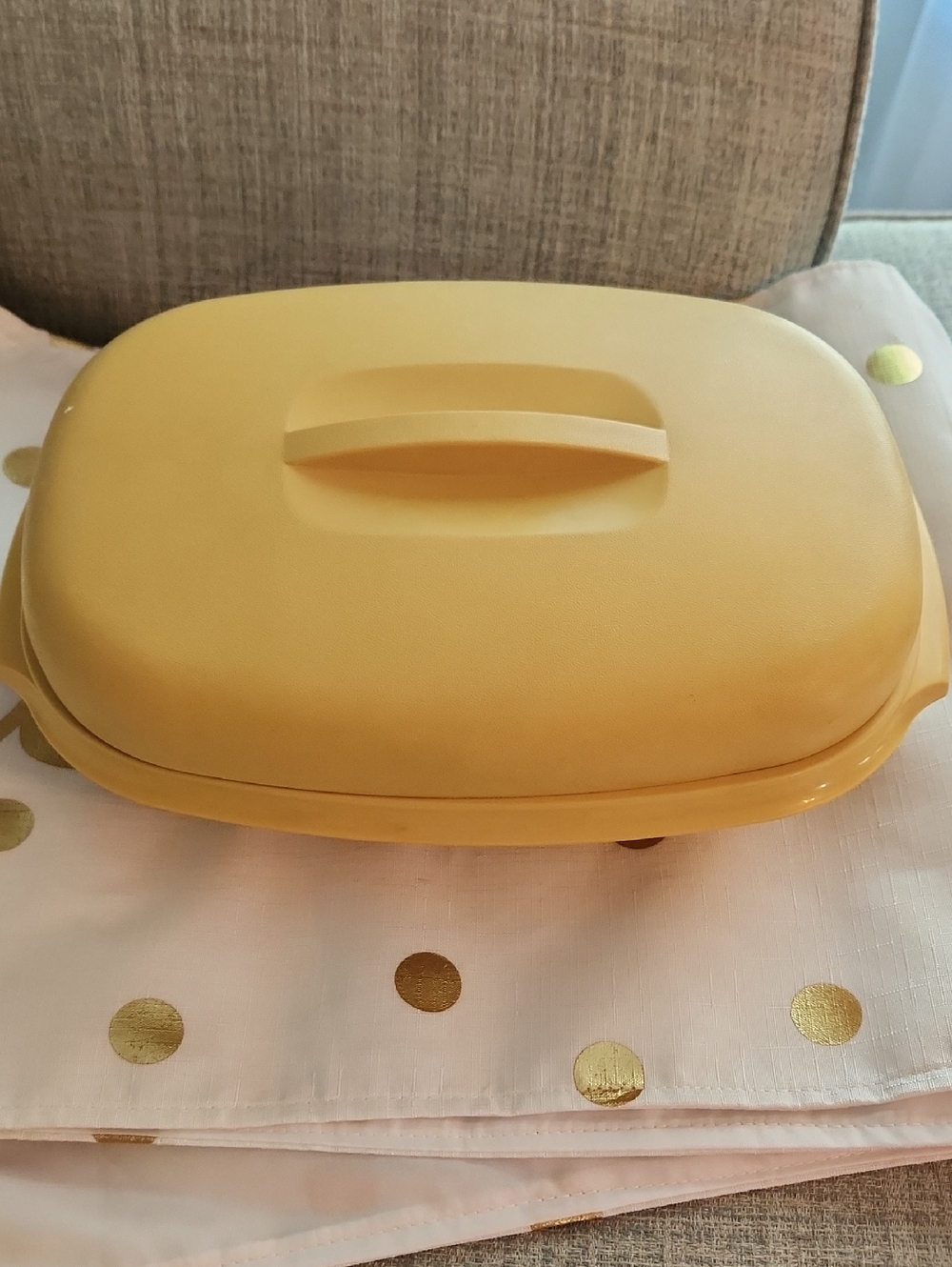 Tupperware Yellow Covered Serving Dish with Handle
